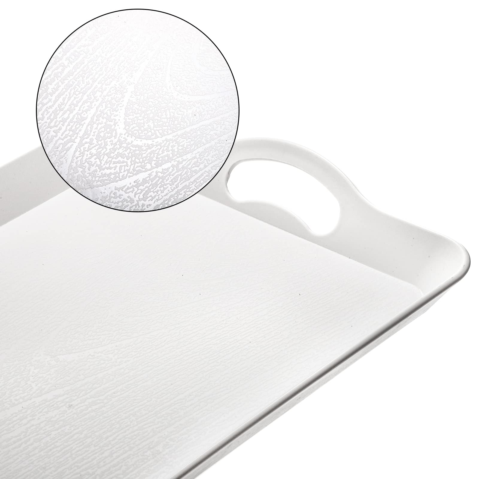 Cedilis trays feature a textured surface that hides scratches and improves grip.