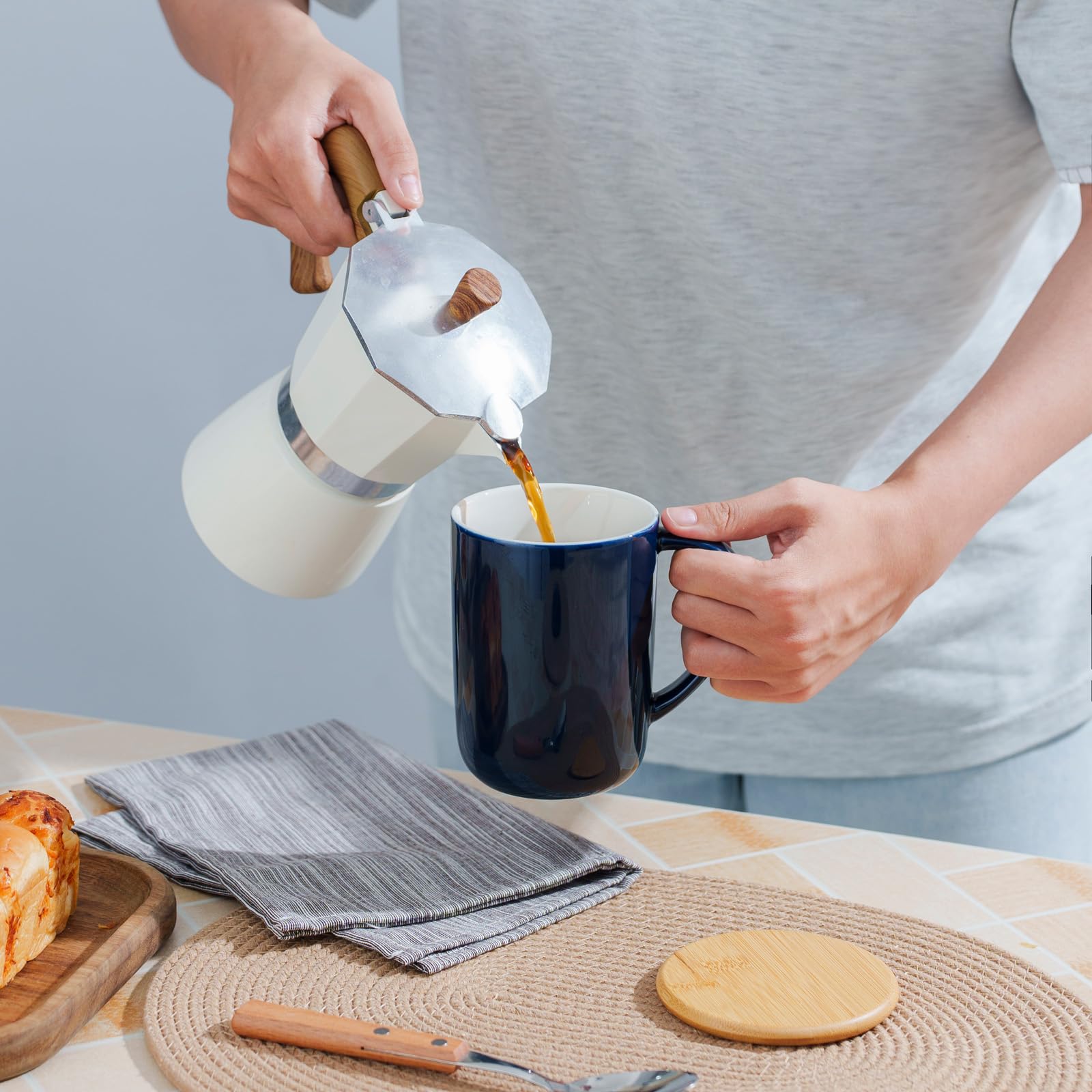 CEEFU loose-leaf tea brewing in a ceramic mug
