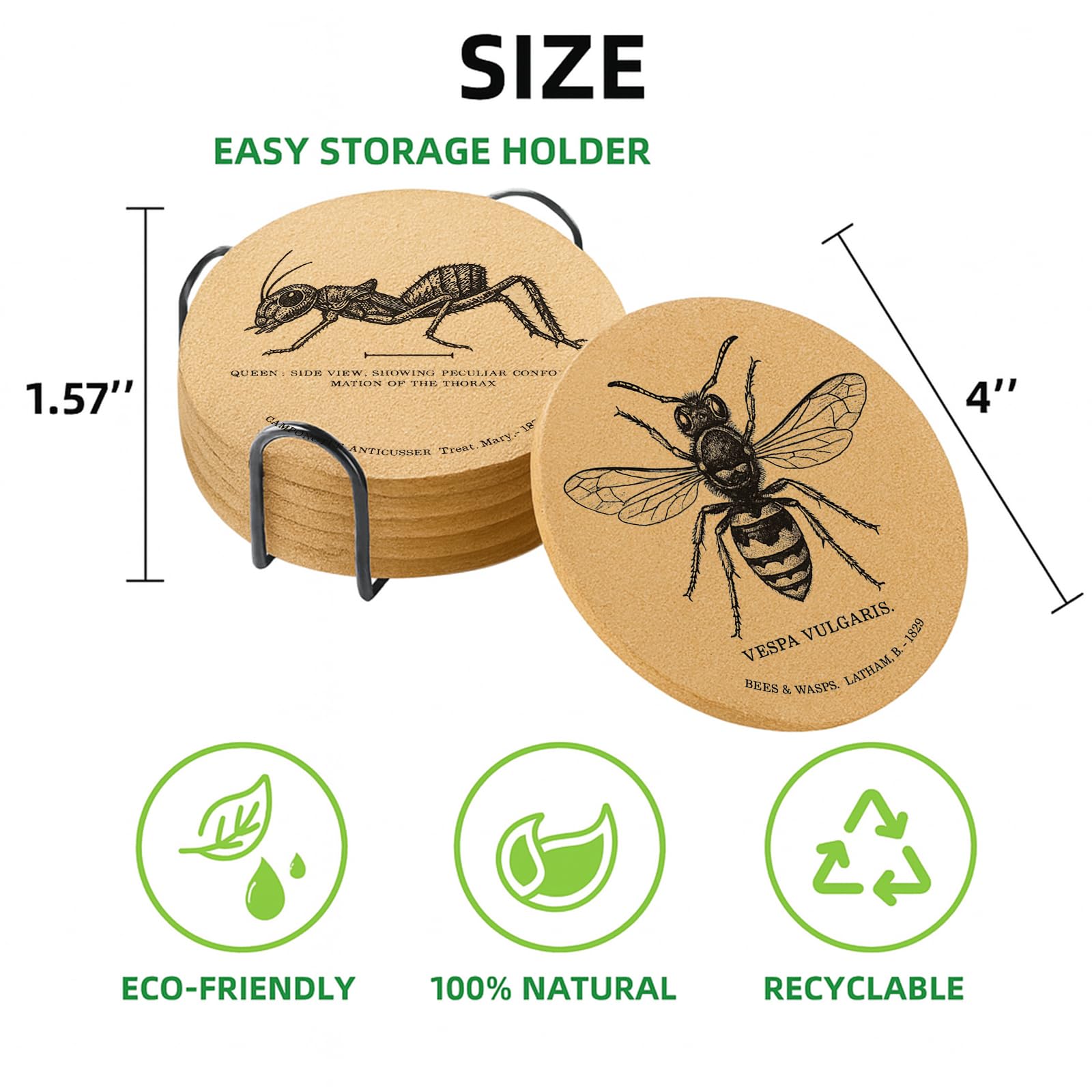 Cegkuc cork absorbent coaster absorbs moisture to prevent water rings.