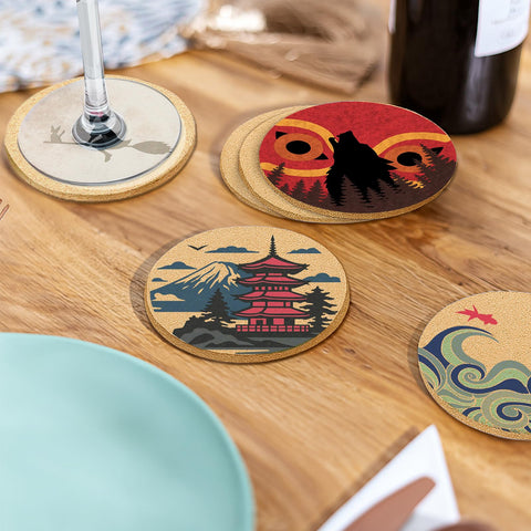 Cegkuc cork coasters on kitchen table guard countertops from condensation