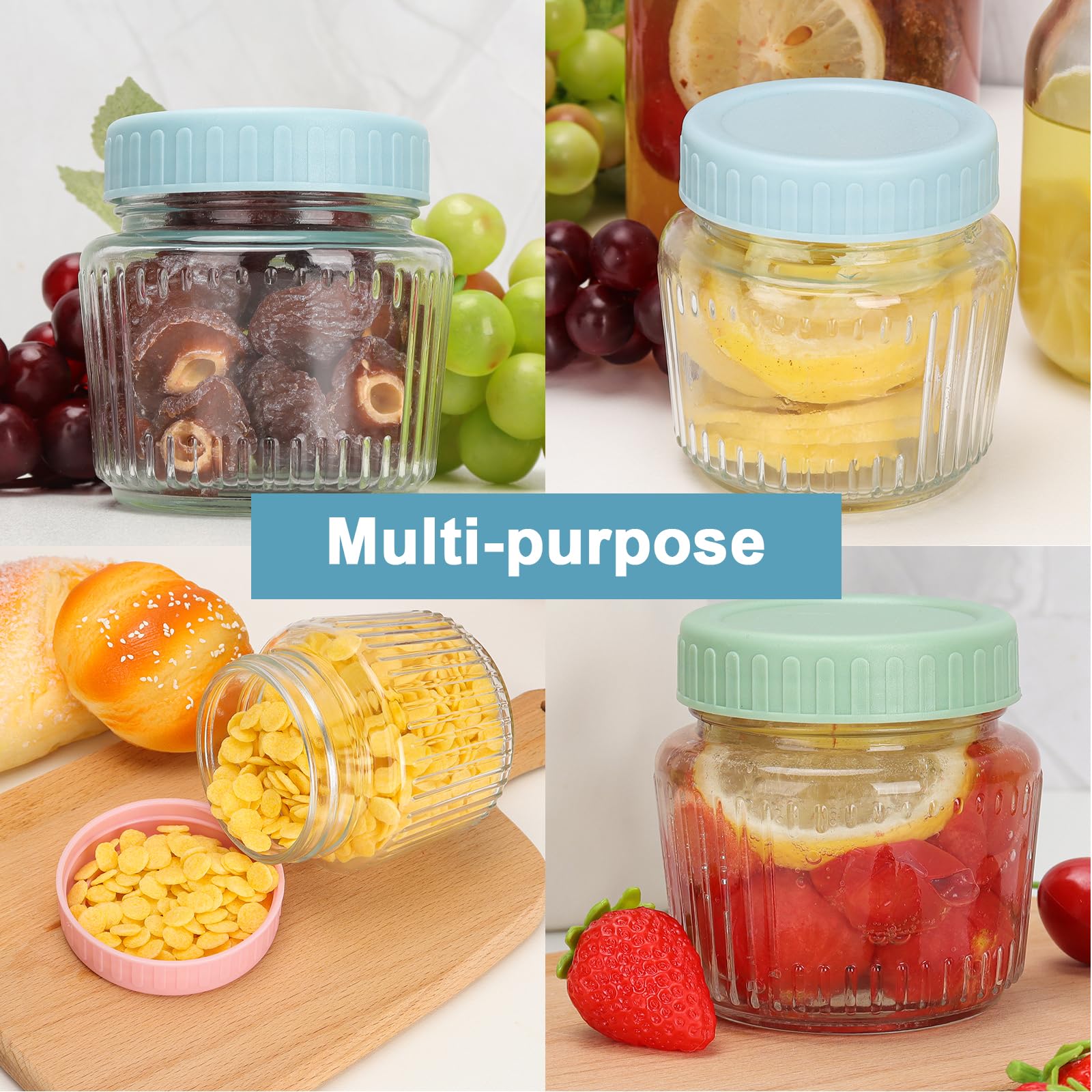 Cehomi 8oz jars ideal for jelly, honey, and spice storage.