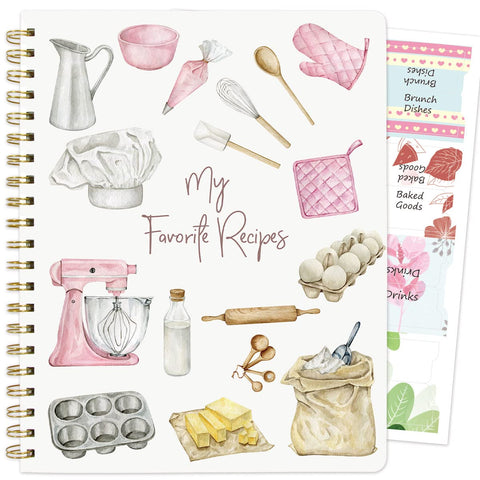 Ceiba Tree blank recipe book cover with watercolor utensils design for organized cooking notes.