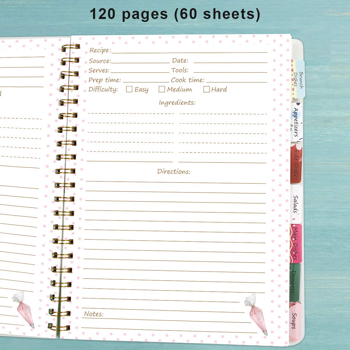 Ceiba Tree gold wire-o spiral keeps pages flat for easy writing.