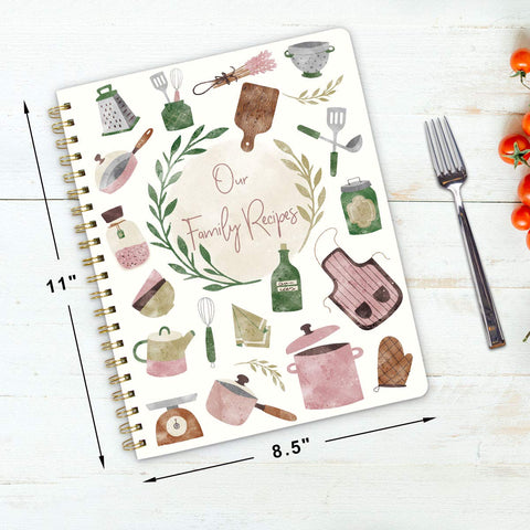 Ceiba Tree Recipe Book inner pages ready to record favorite family recipes.