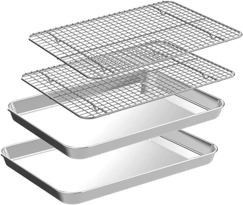 CEKEE 10x8 inch baking pan with rack for even heat distribution