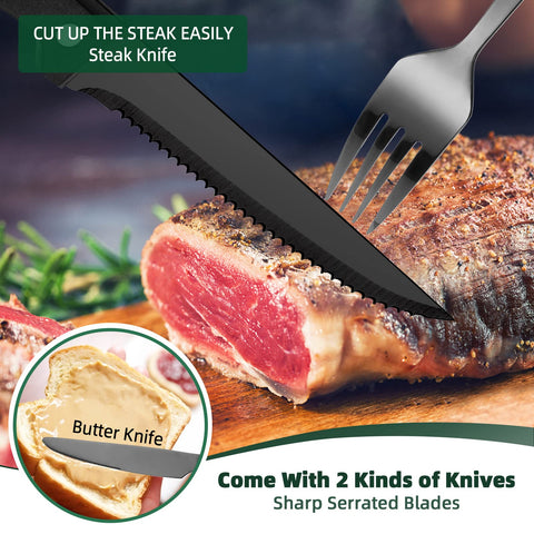 CEKEE black silverware care cues showing hand-wash guidance