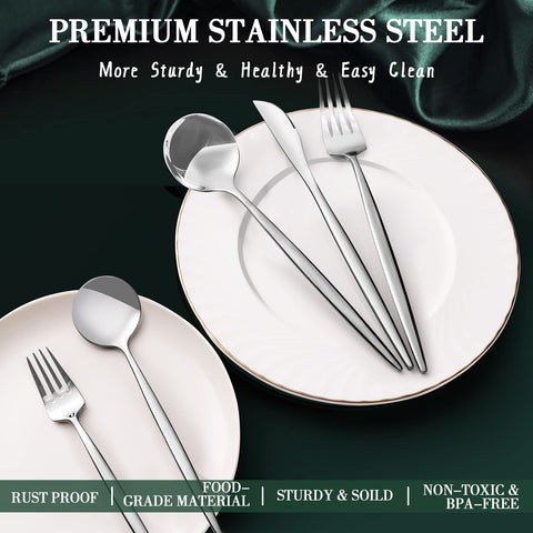 CEKEE dishwasher-safe silverware set for easy cleanup.