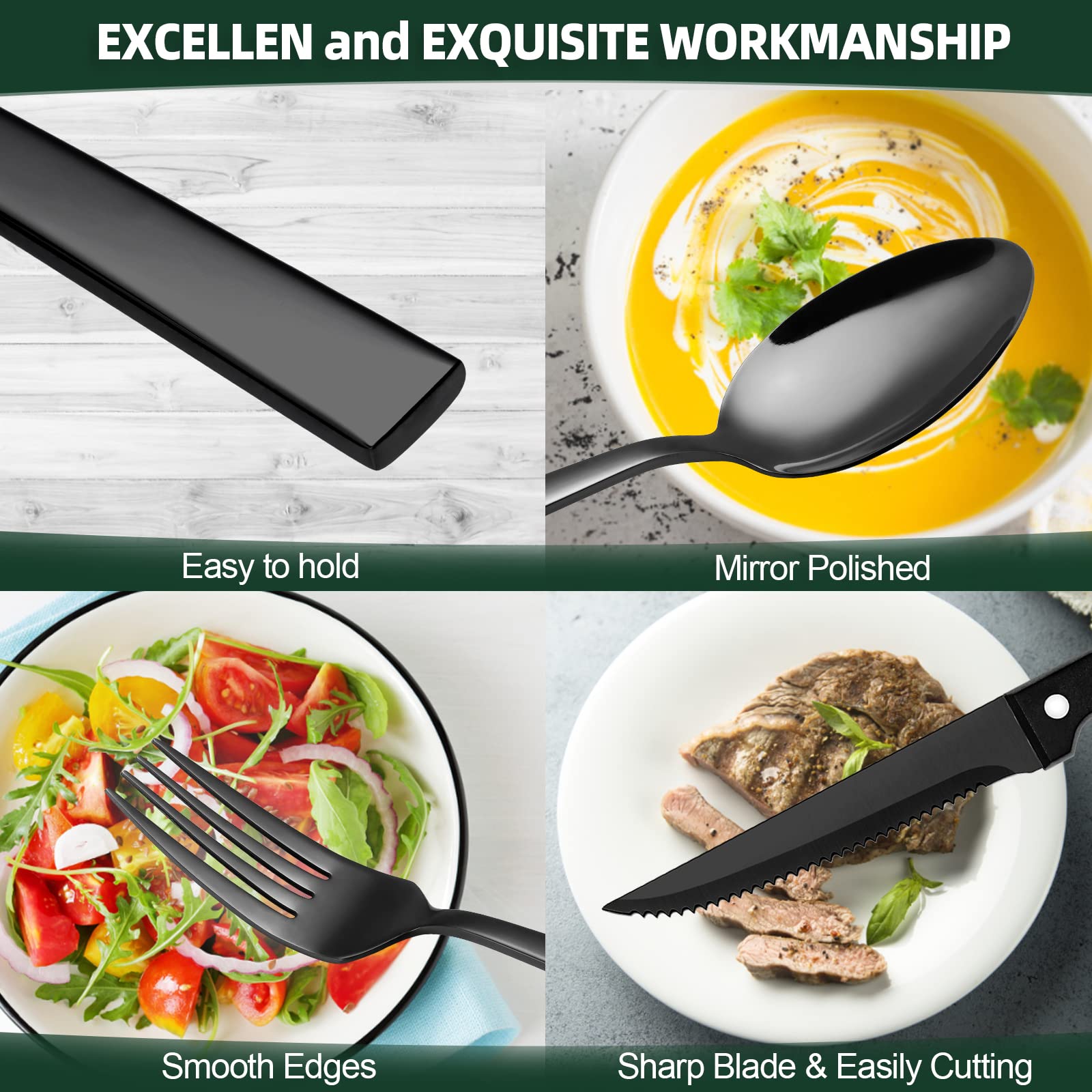 CEKEE eight-person flatware set with knives for versatile meals