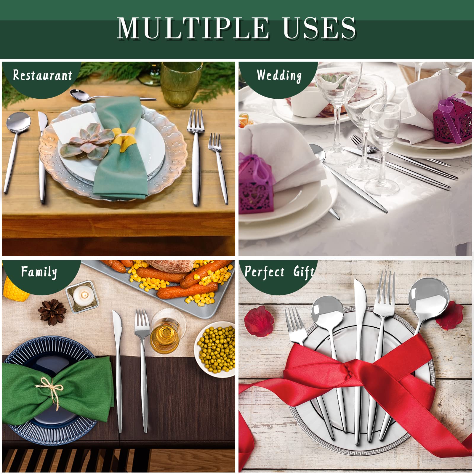 CEKEE complete home kitchen silverware set for entertaining guests.