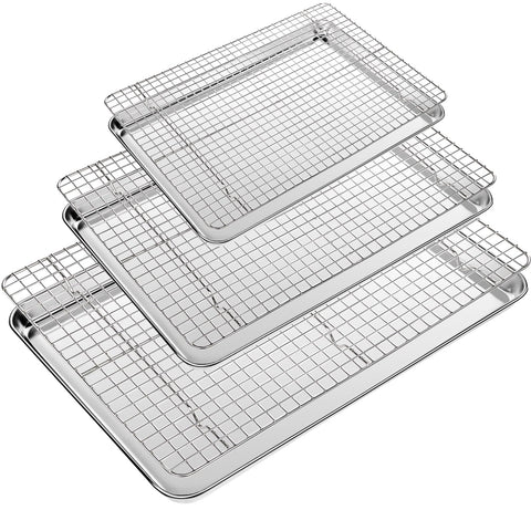 CEKEE large baking pan with wire rack for even heat and easy release