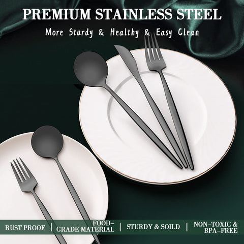CEKEE matte black dinner spoon offering a balanced grip for meals.