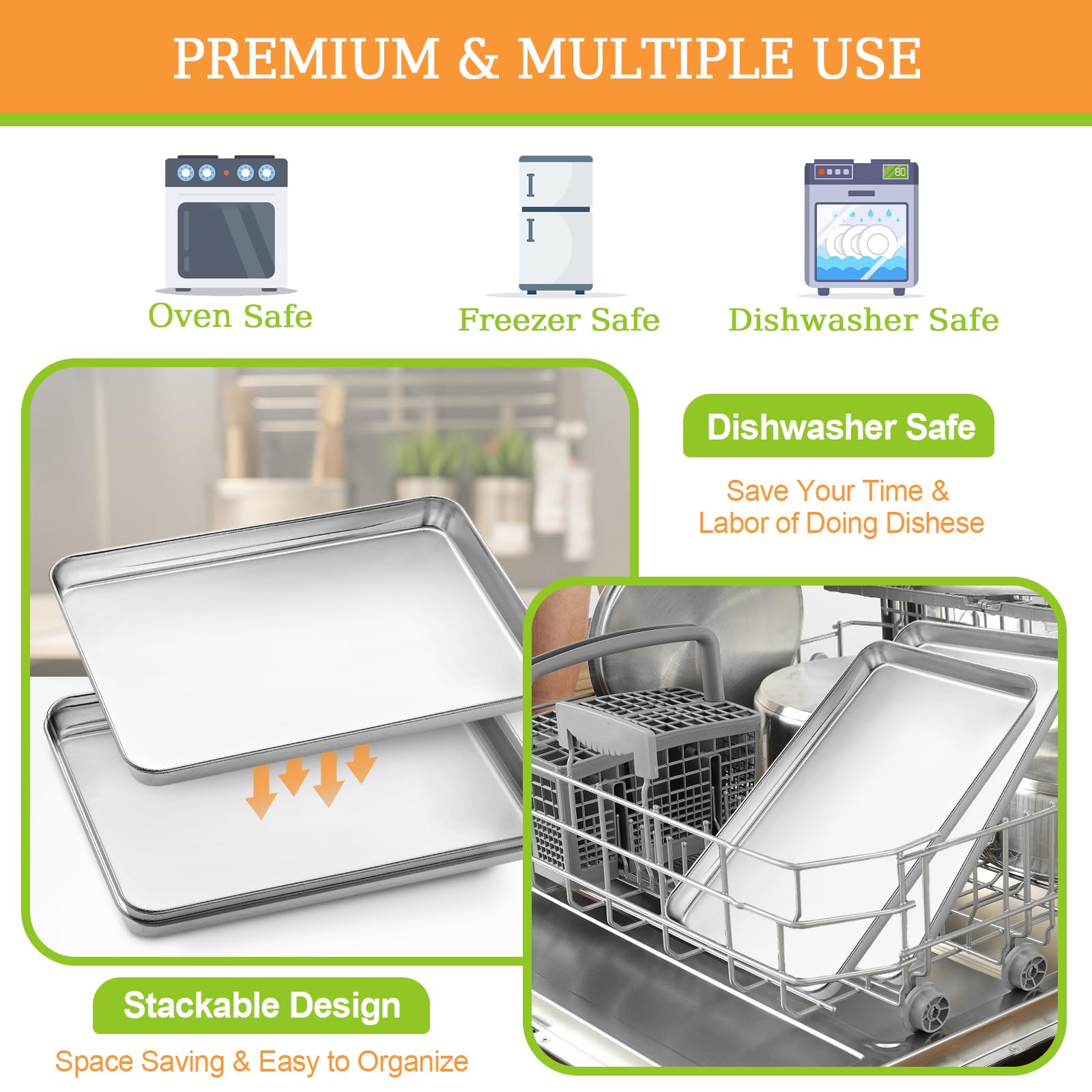 CEKEE baking trays mirror-finish, close-up highlights easy release and cleanability.