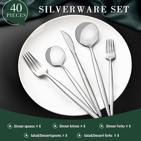 CEKEE mirror-polished flatware close-up highlighting smooth surfaces.
