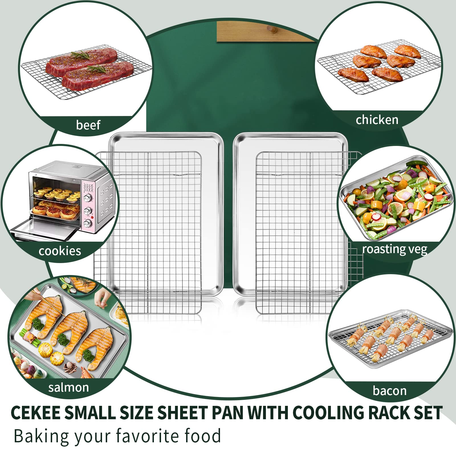 CEKEE nonstick, easy-clean baking pan and rack