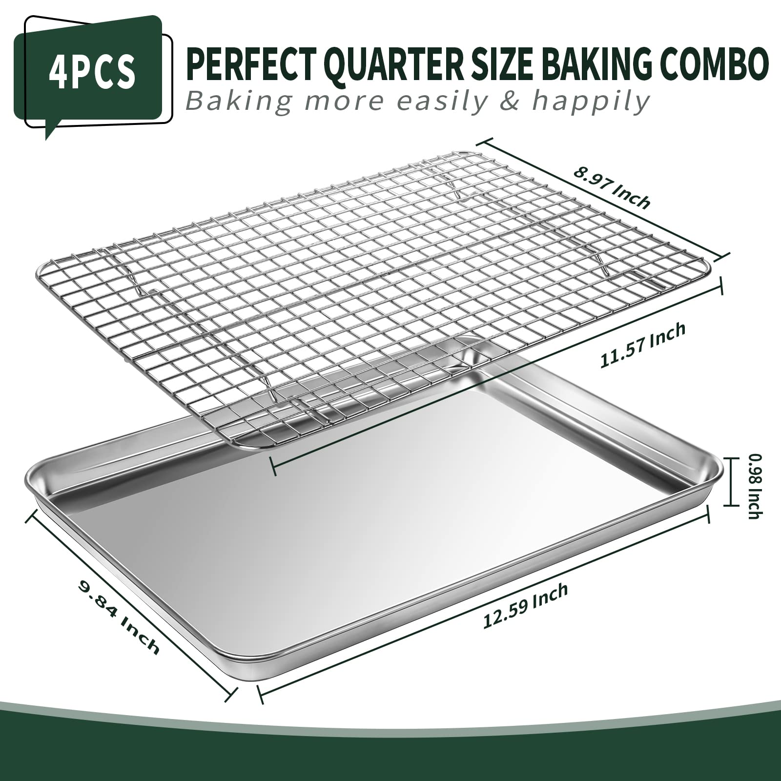 CEKEE quarter-sheet pan with rack set shown in a compact kitchen.
