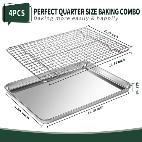 CEKEE quarter-sheet pan with rack set shown in a compact kitchen.