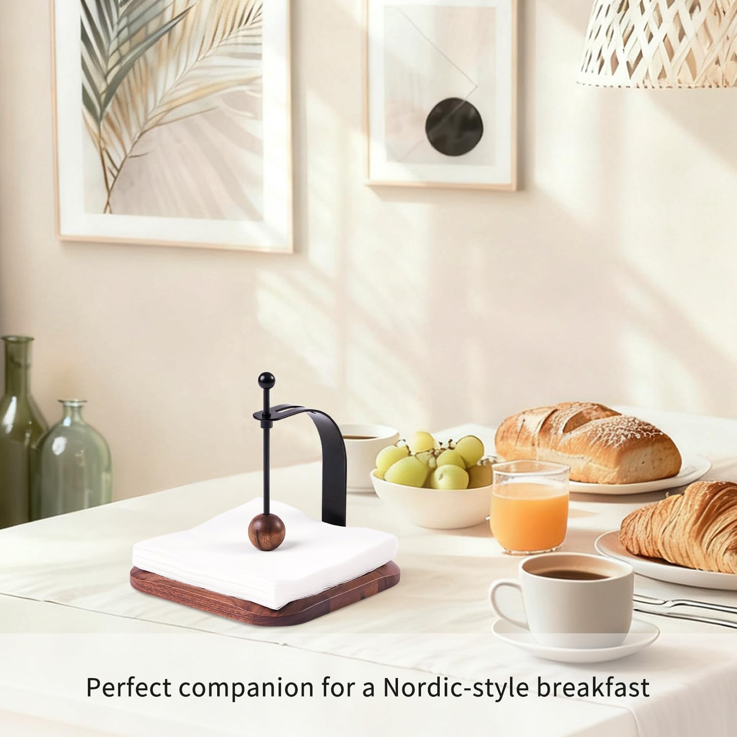 Celestree curved metal handle enables easy napkin relocation