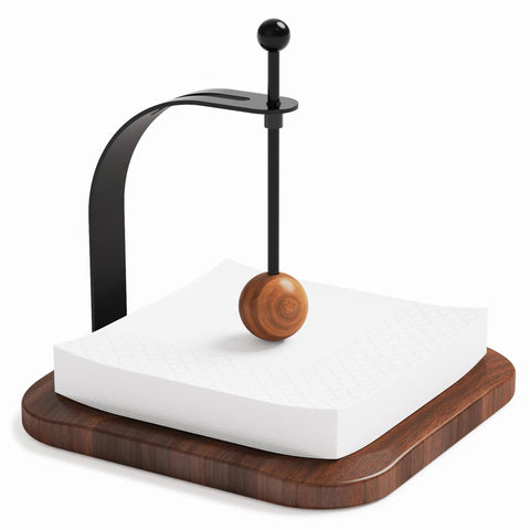 Celestree walnut napkin holder on table showing elegant tabletop design