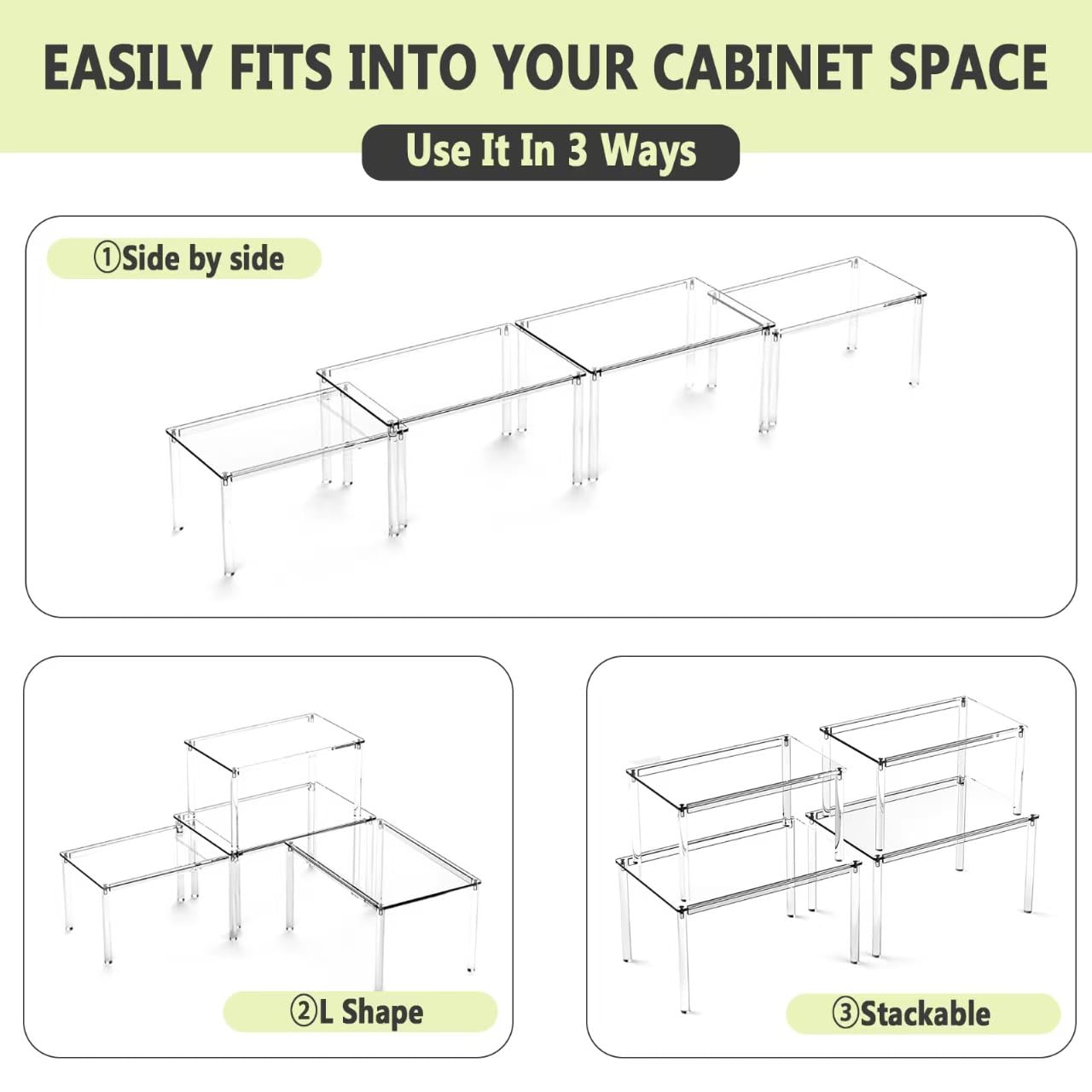 Celsisignis 4-shelf set features non-slip dots for stable display
