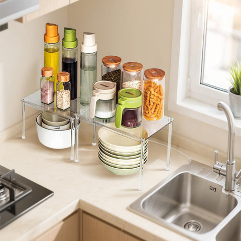 Celsisignis large shelf helps store jars and bottles securely on a pantry shelf