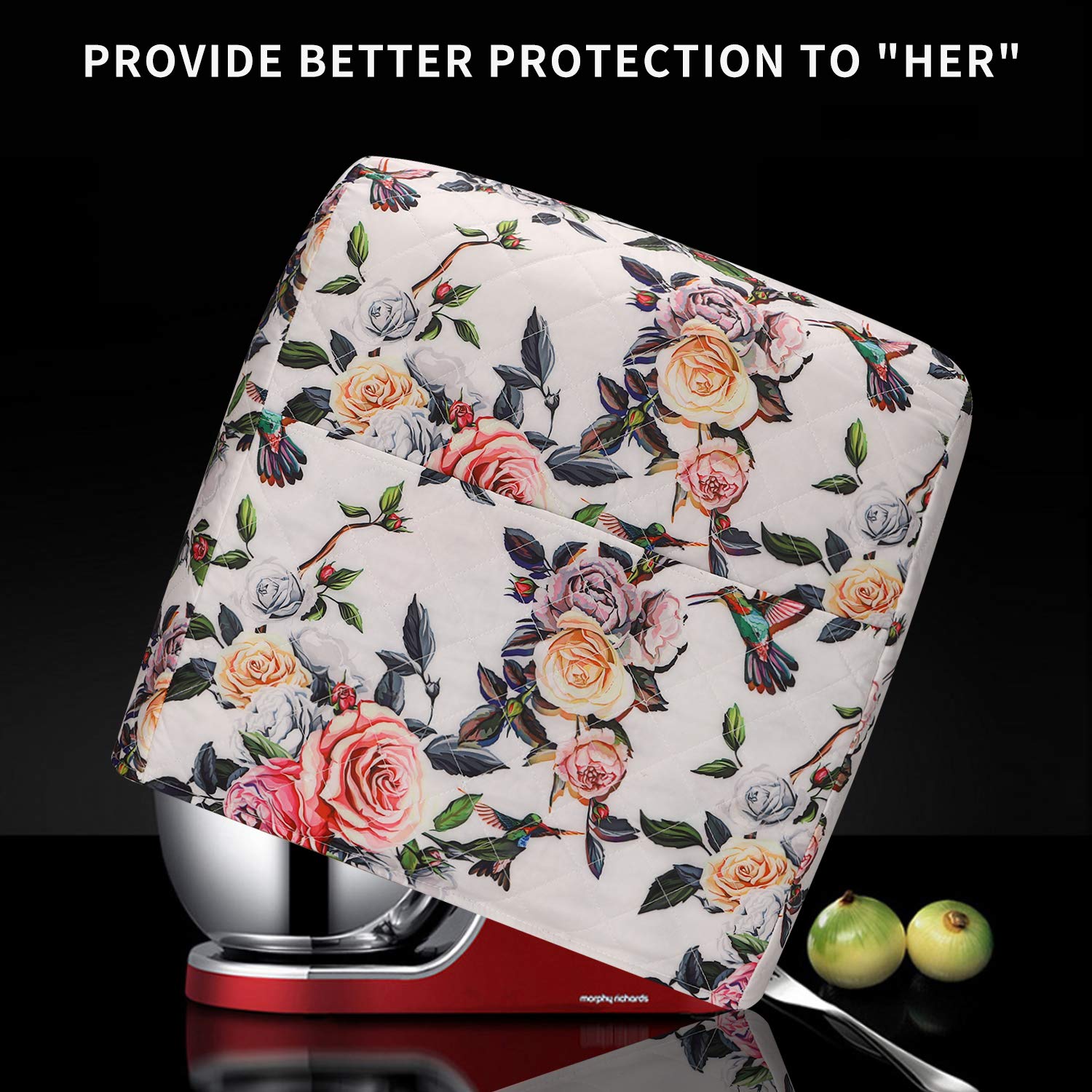 CEMGYIUK rose-print mixer cover adds decorative charm to your kitchen.