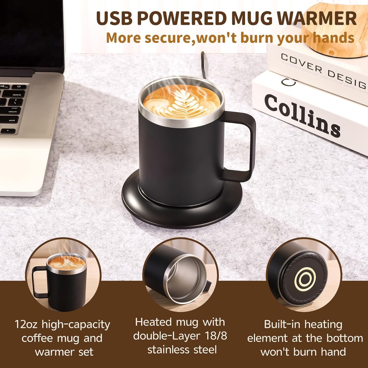 Cemsiupin power coaster with LED base illuminates workspace
