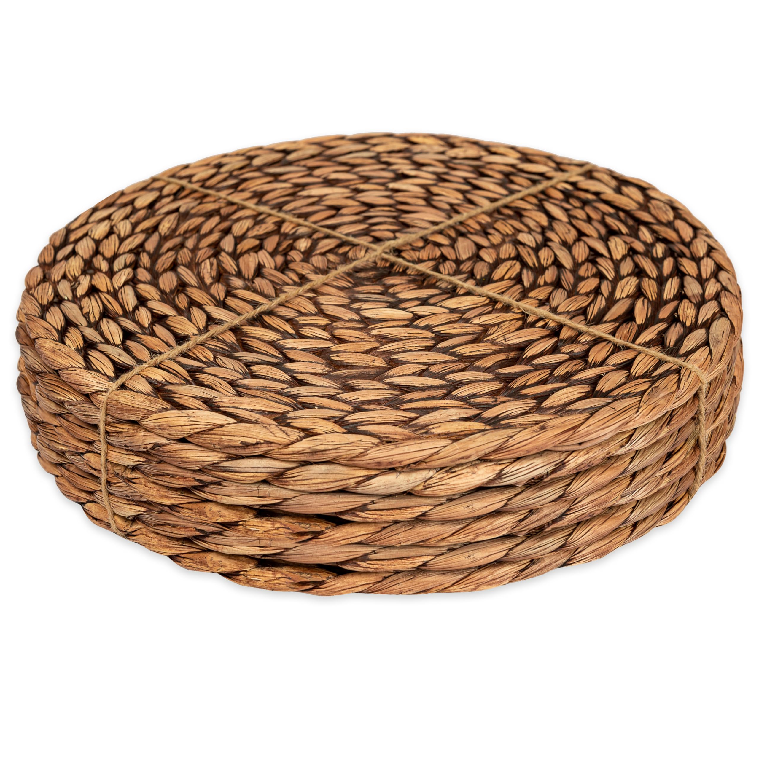 CENBOSS woven placemats in brown wash protect surfaces during meals.