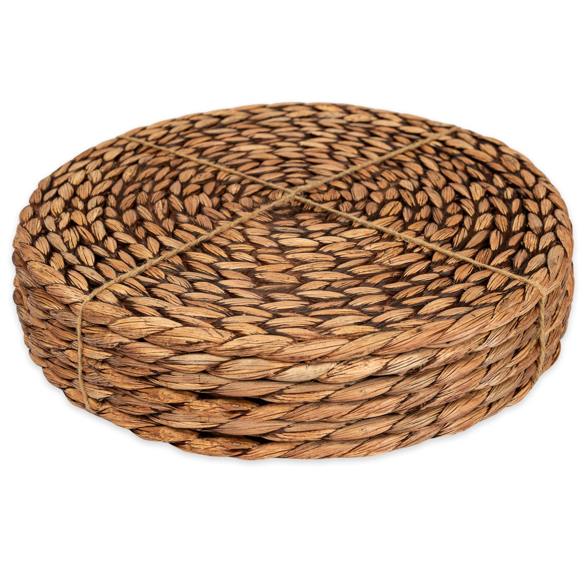 CENBOSS woven placemats in brown wash protect surfaces during meals.