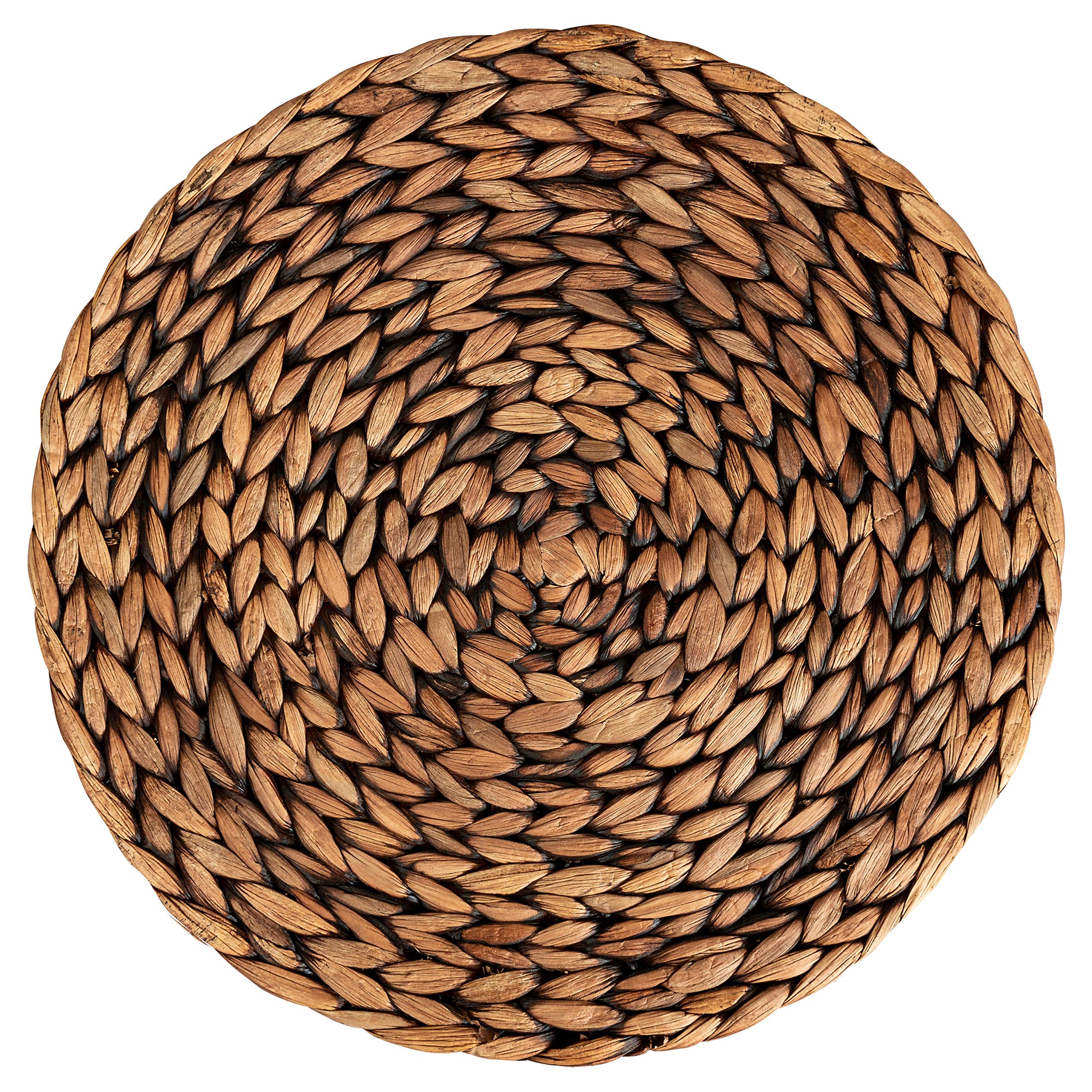 Round wicker placemats add warm texture to casual or festive tables.