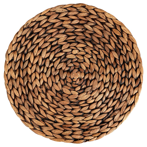 Round wicker placemats add warm texture to casual or festive tables.