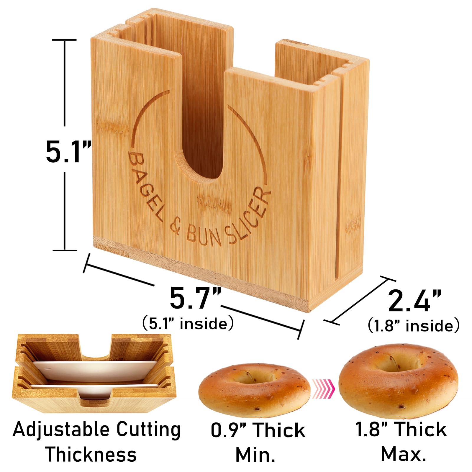 cenleoha bagel slicer with adjustable slots fits small and large bagels