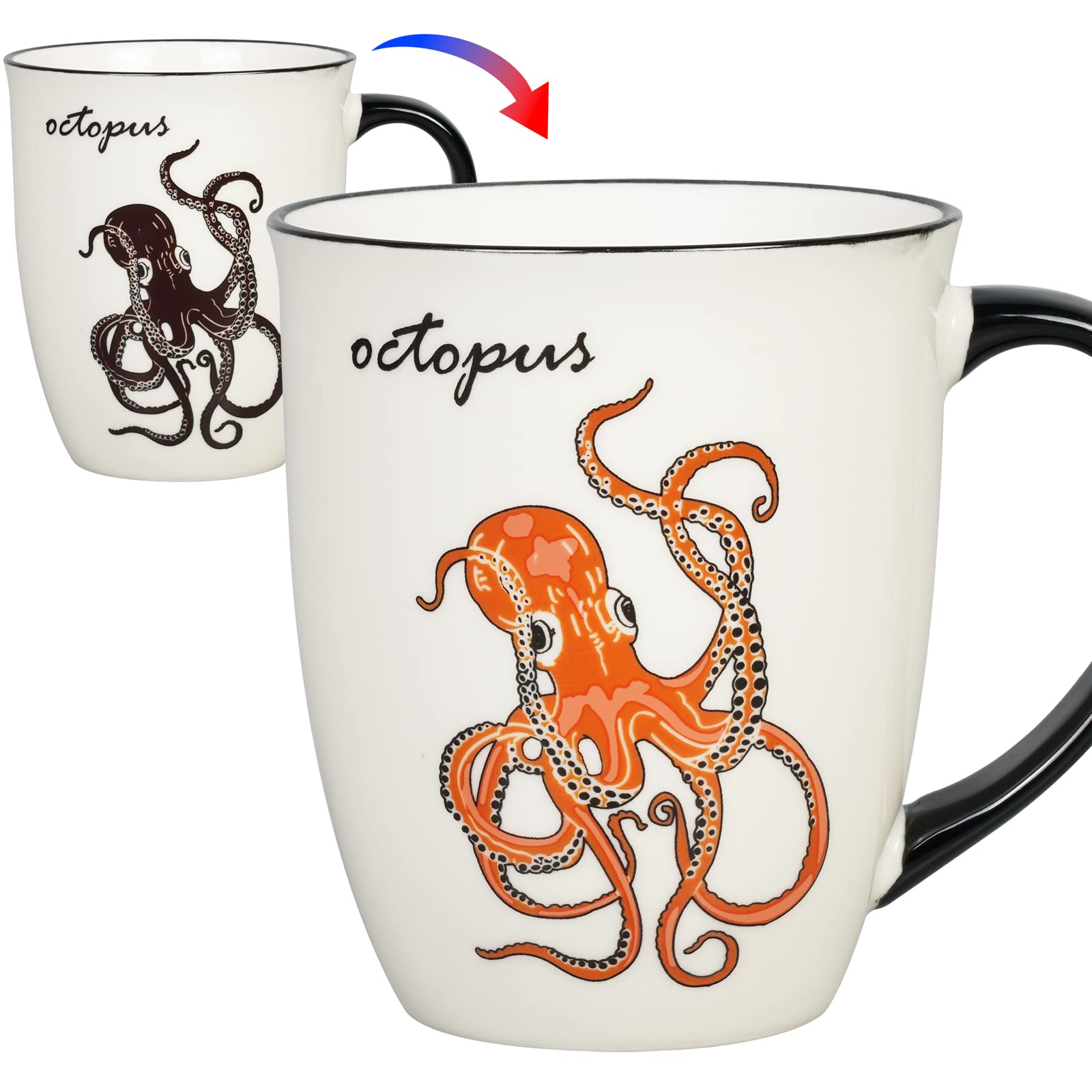Ceramicfor Octopus heat-changing mug shows colorful octopus when hot