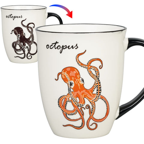 Ceramicfor Octopus heat-changing mug shows colorful octopus when hot