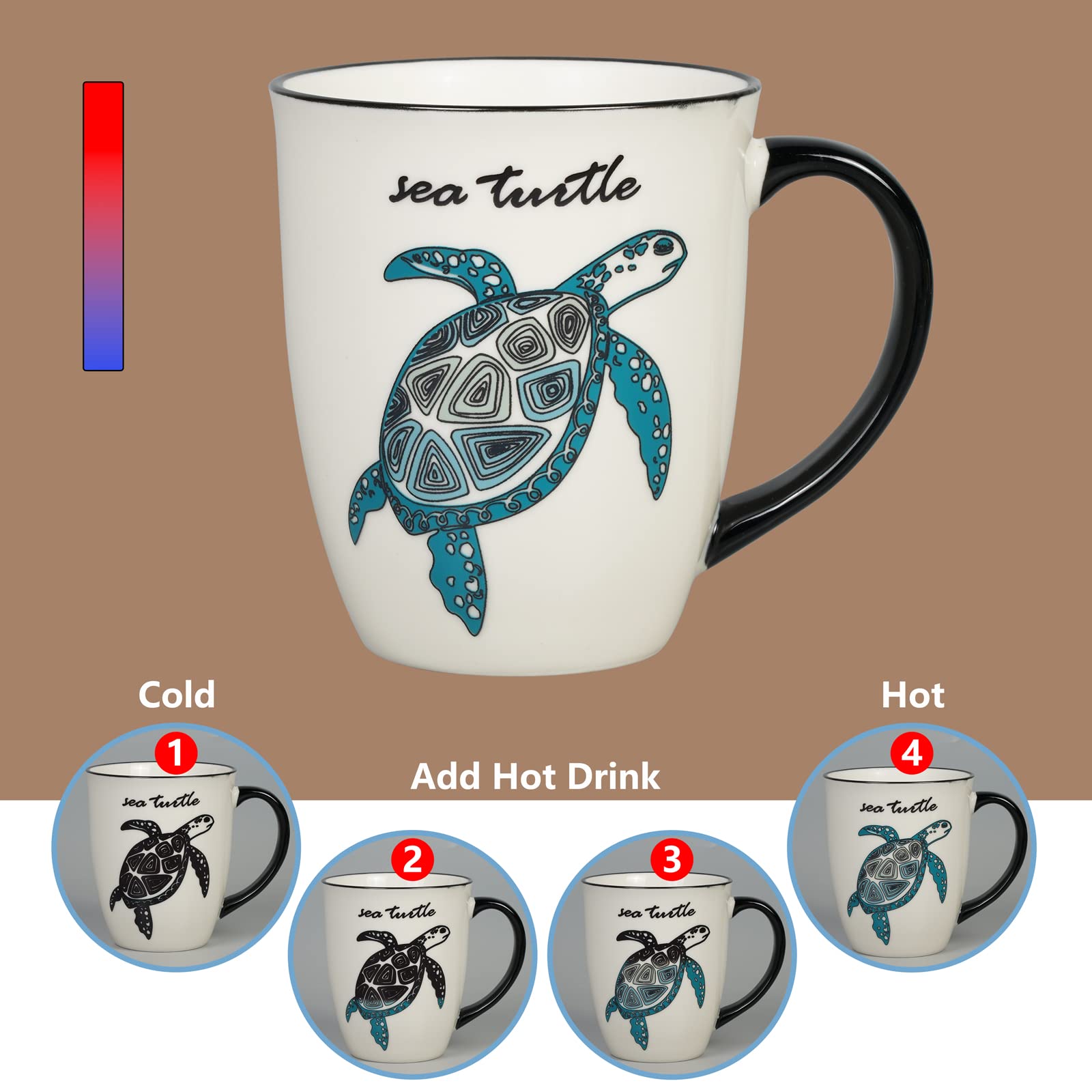 Ceramicfor Sea Turtle Mug color reveal when hot, enhancing tea or coffee