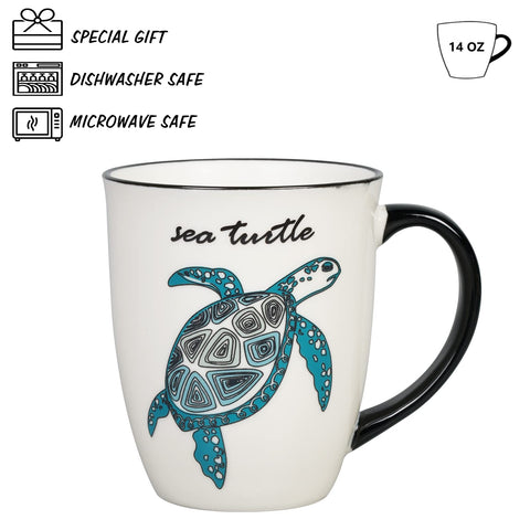 Ceramicfor Sea Turtle Mug empty black exterior before hot liquid reveals colors