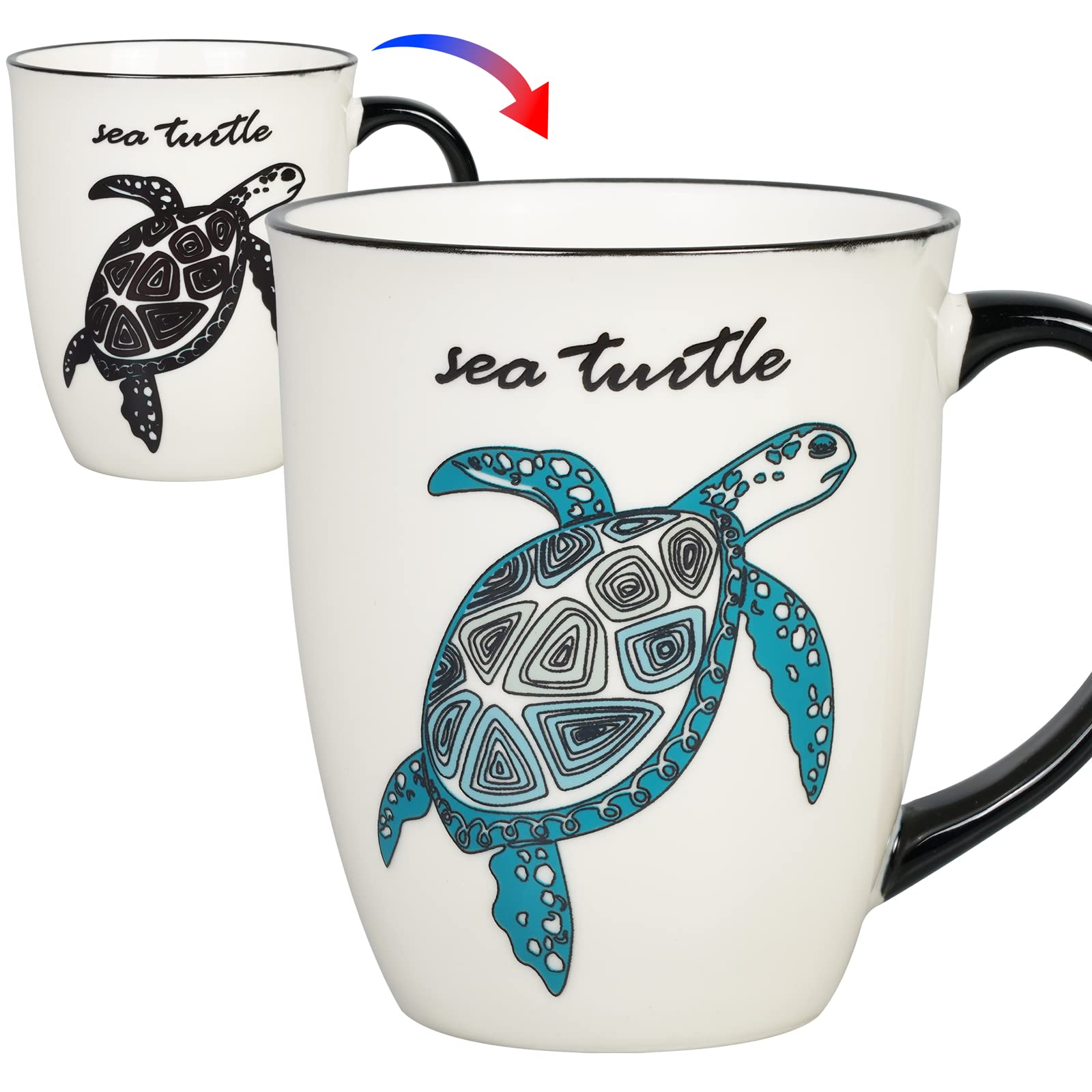Ceramicfor Sea Turtle Mug shows heat-change colors for a lively coffee moment