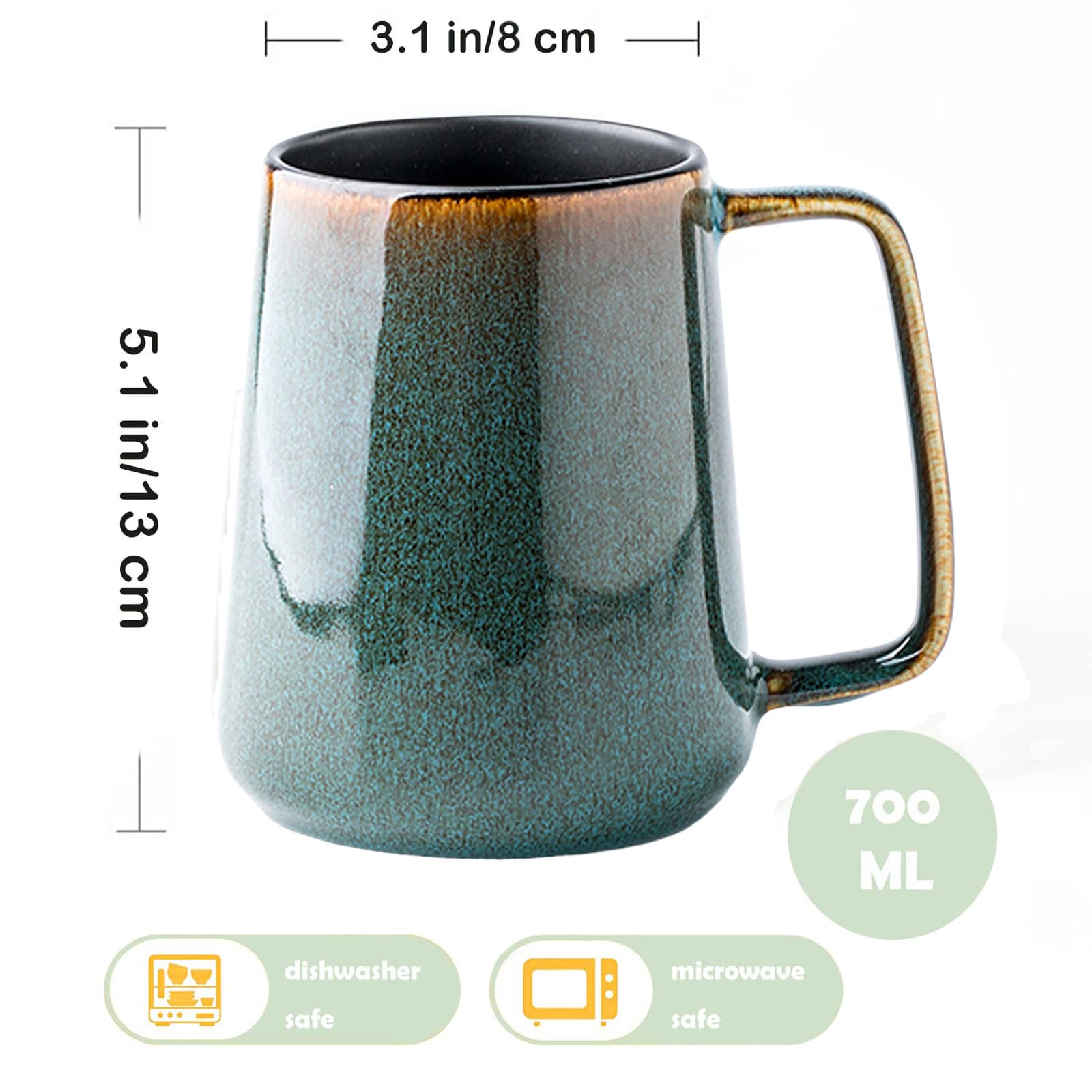 Ceraozmus 24oz mug large handle close up for easy grip at work.