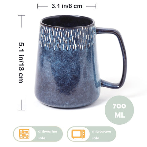Ceraozmus 24oz star blue mug handle close-up for secure grip