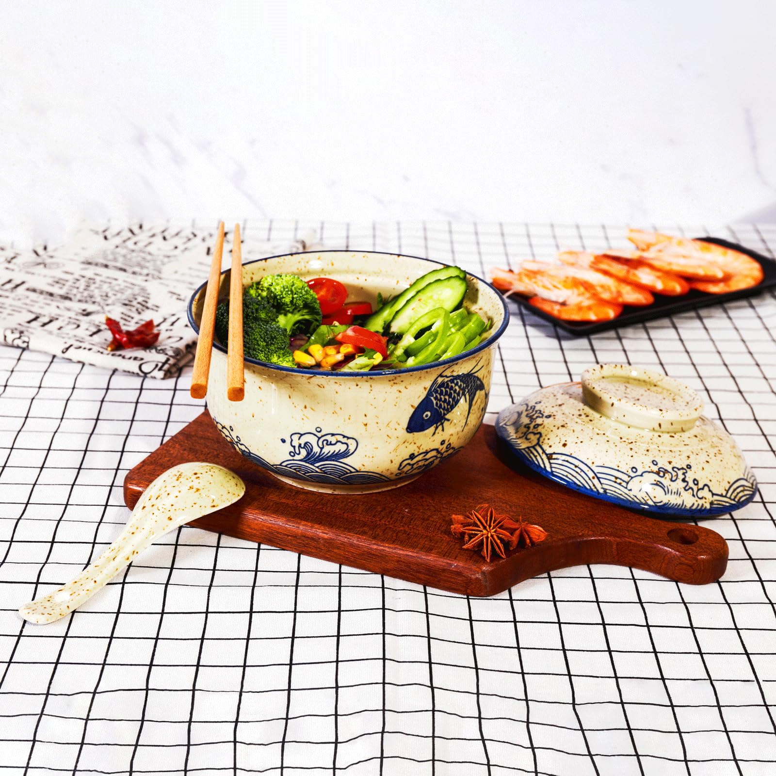 Ceraozmus ramen bowls shown in a dining setup for entertaining guests.