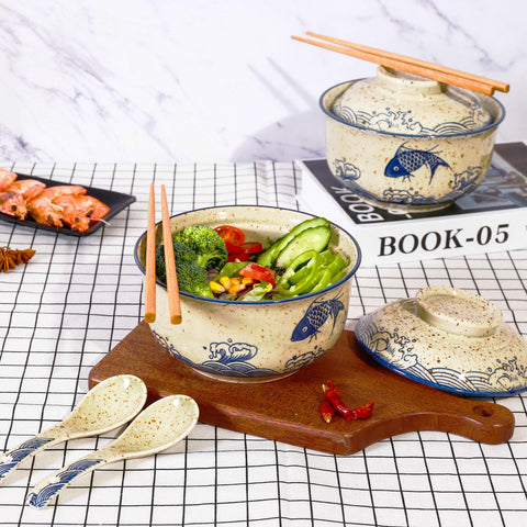 Gift-ready Ceraozmus ramen bowl set for housewarmings and holidays.