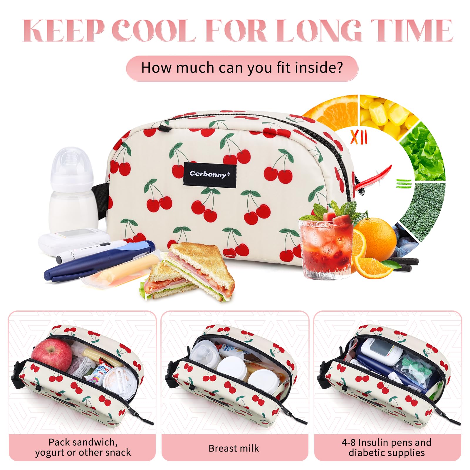 Cerbonny bag inside a backpack with items for on-the-go meals.
