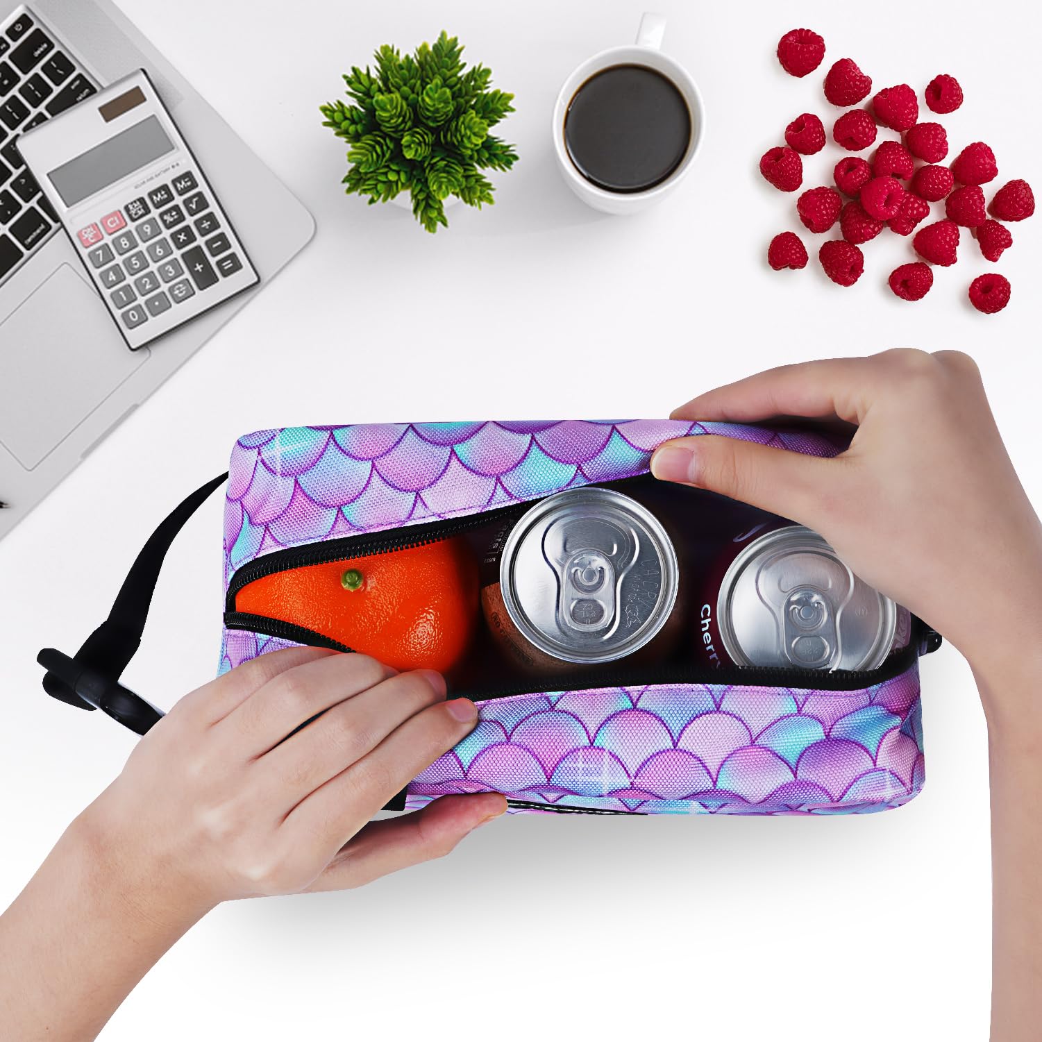 Cerbonny purple fish design cooler bag adds fun while keeping food fresh.