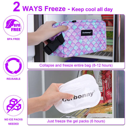 Cerbonny cooler bag two ways freeze for flexible cooling during travel.