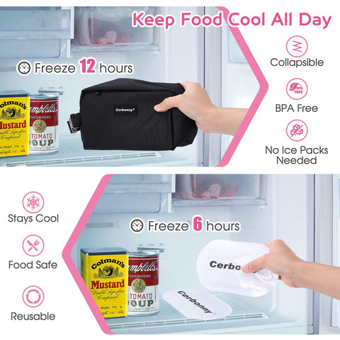 Cerbonny freezable lunch bag with buckle handle for hands-free transport