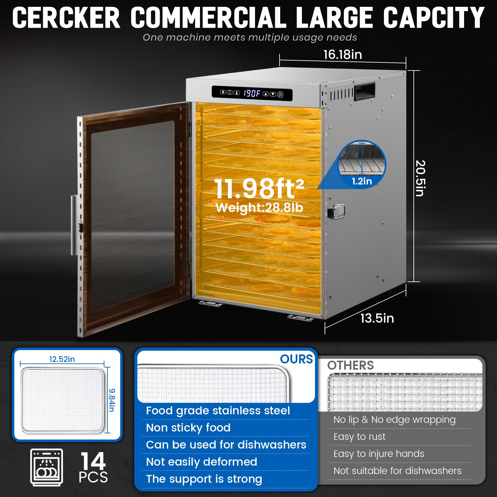 Cercker control panel with precise temperature and timer settings