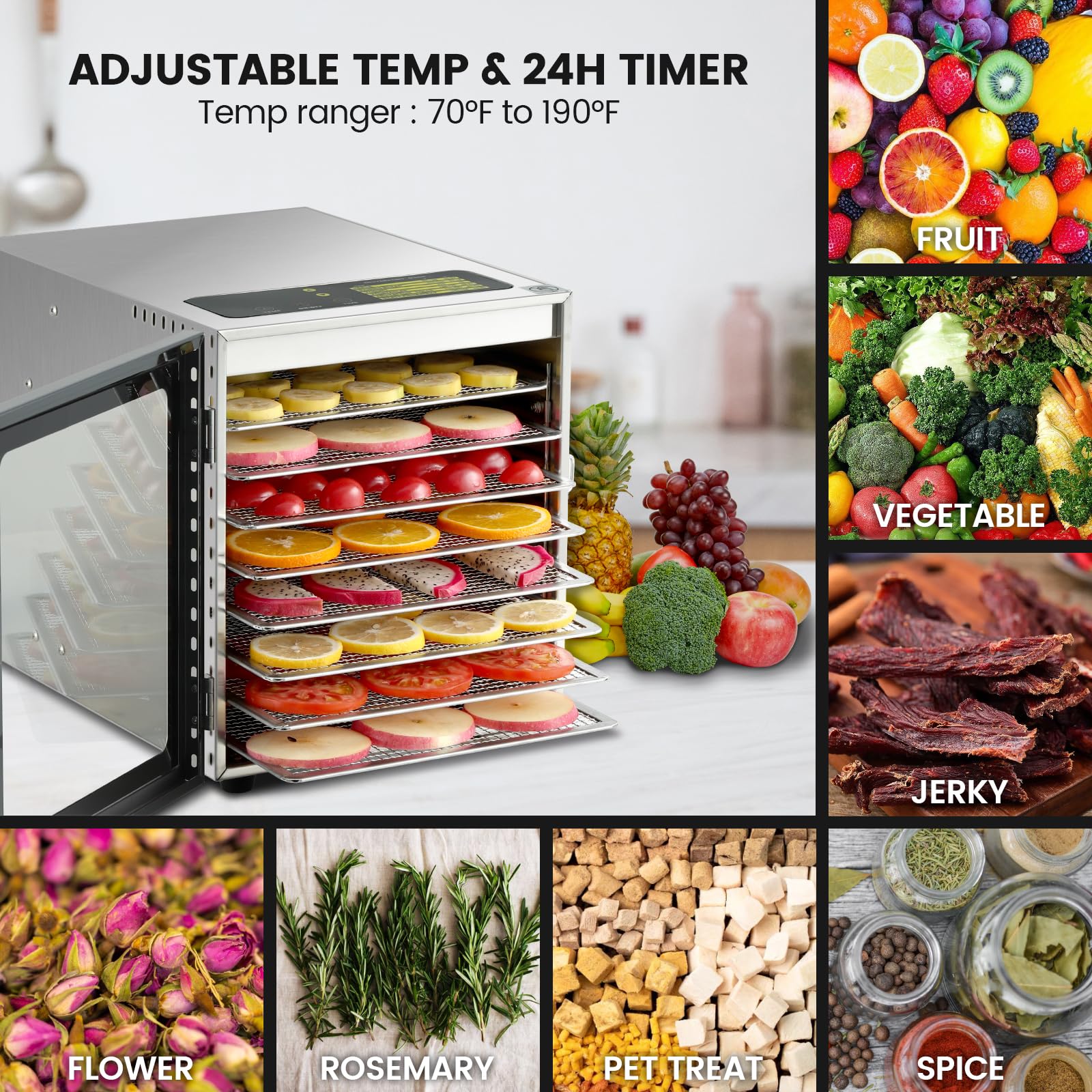 Cercker herbs dryer in stainless for crisp herbs