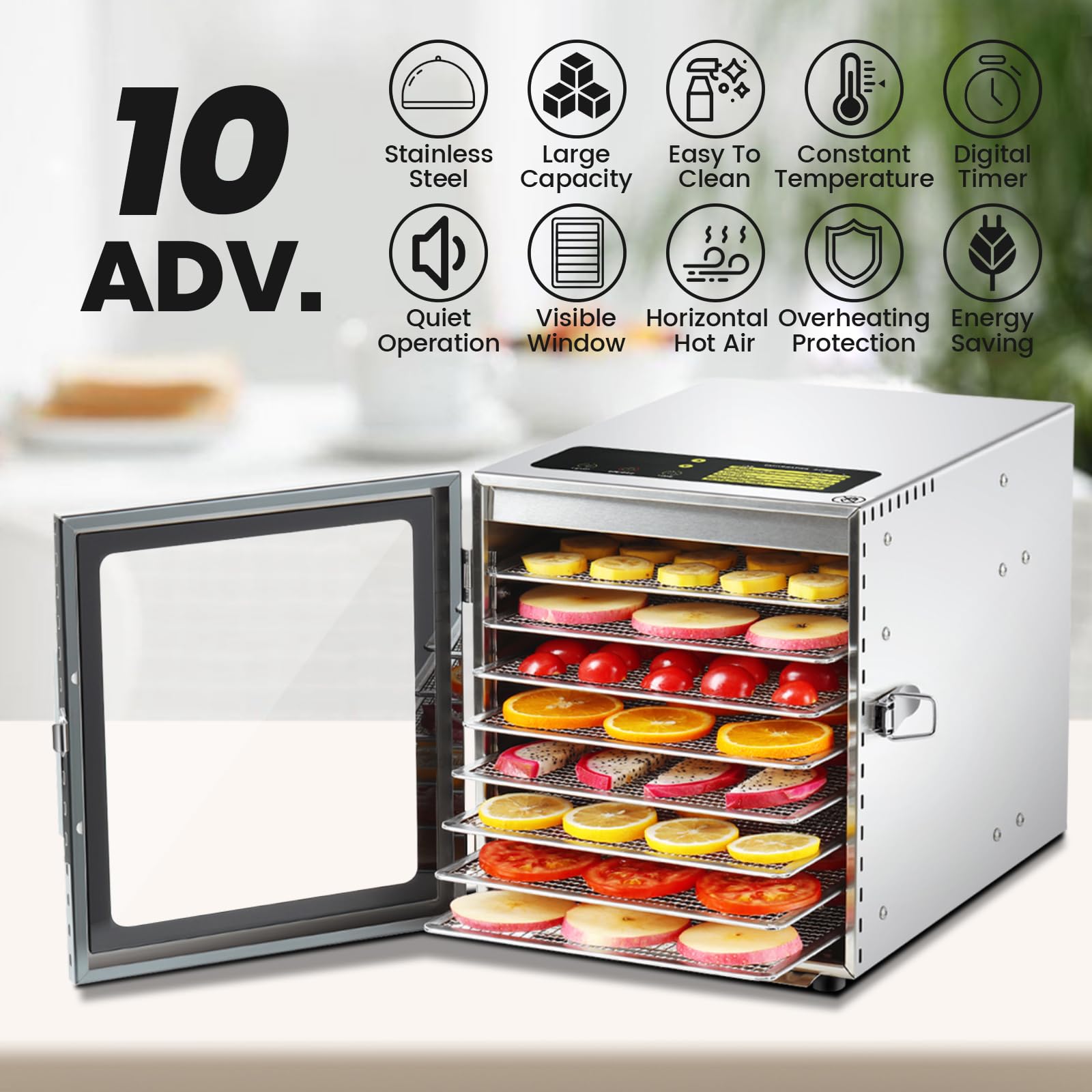 Cercker jerky dehydrator with large capacity and even heat