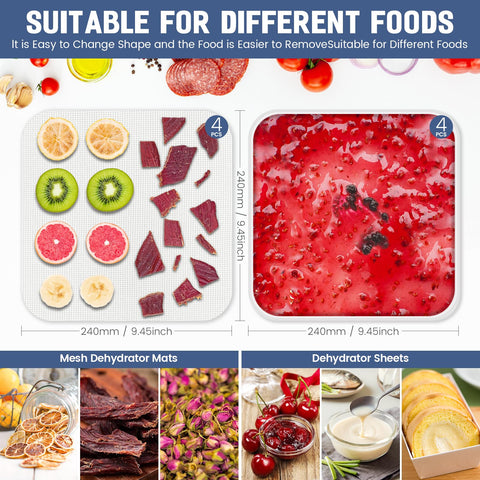 Cercker silicone dehydrator mesh mat for even heat and precise fruit leather shaping.