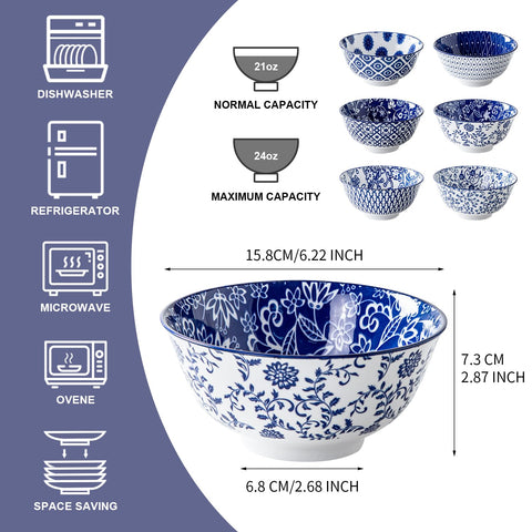 Cerkik 6-inch stackable ceramic bowls for versatile dining