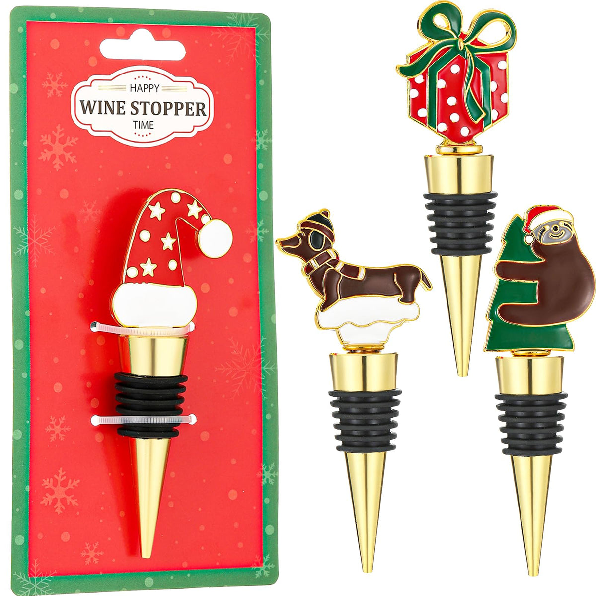 Cesdai gold Christmas hat wine stopper adds festive flair and seals the bottle